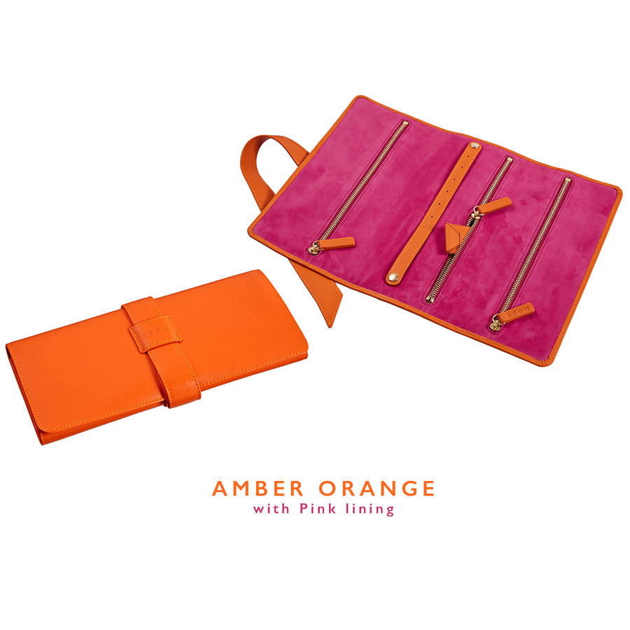 luxury soft leather personalised jewellery roll by stow