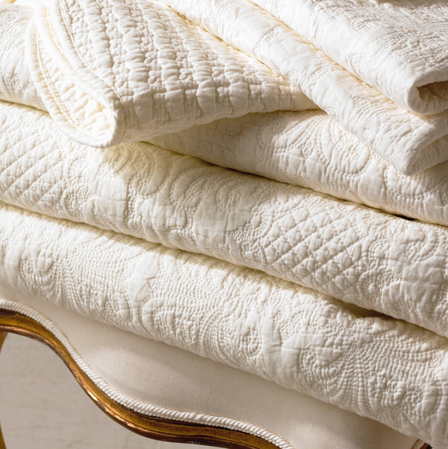 cream quilted double bedspread by marquis & dawe