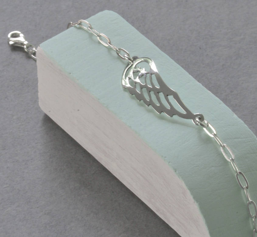 sterling silver angel wing bracelet by tales from the earth