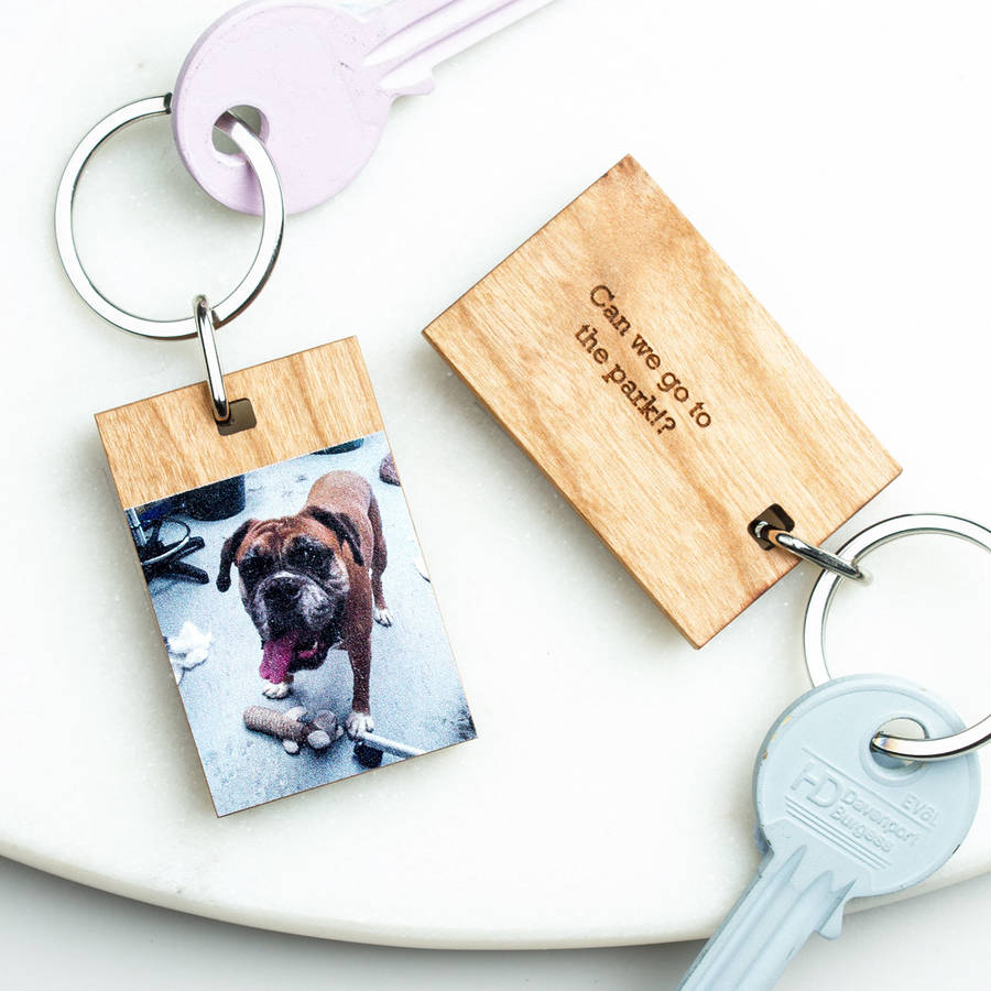 personalised wooden photo keyring by create gift love