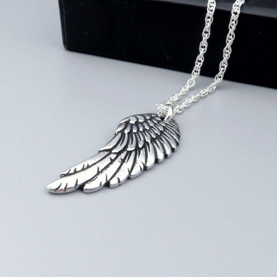 angel wing necklace in silver by wished for