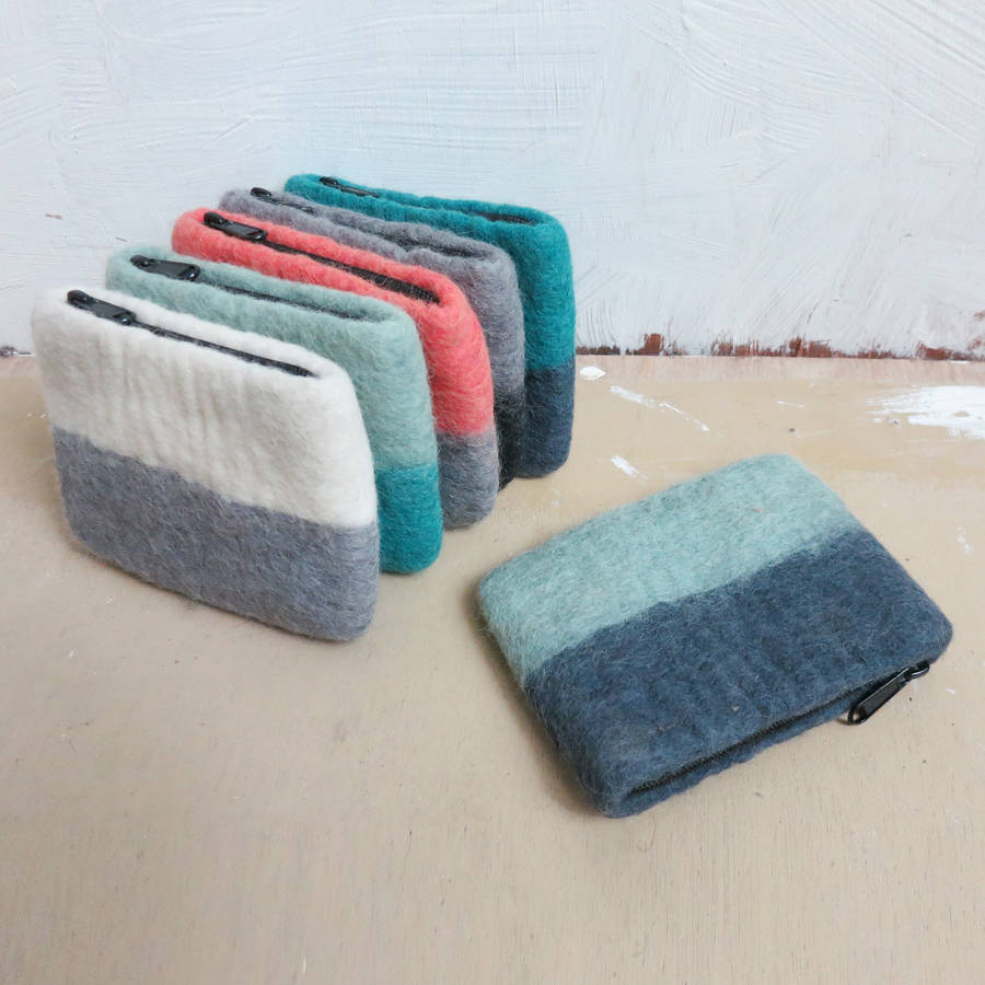 handmade felt lila zip purse by aura que