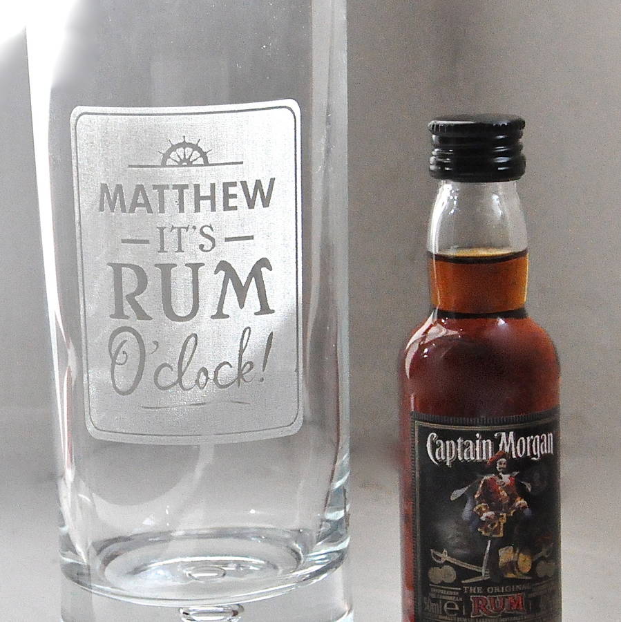 personalised 'rum o clock' etched glass by letteroom