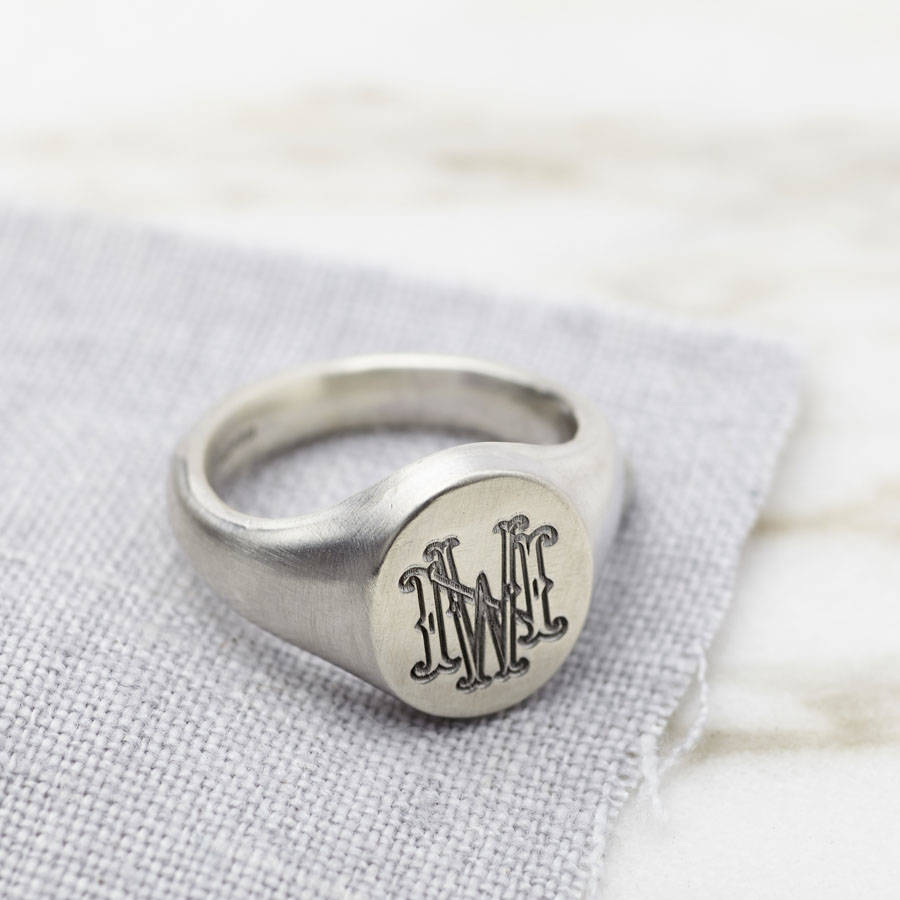 personalised sterling silver monogram ring by sally clay