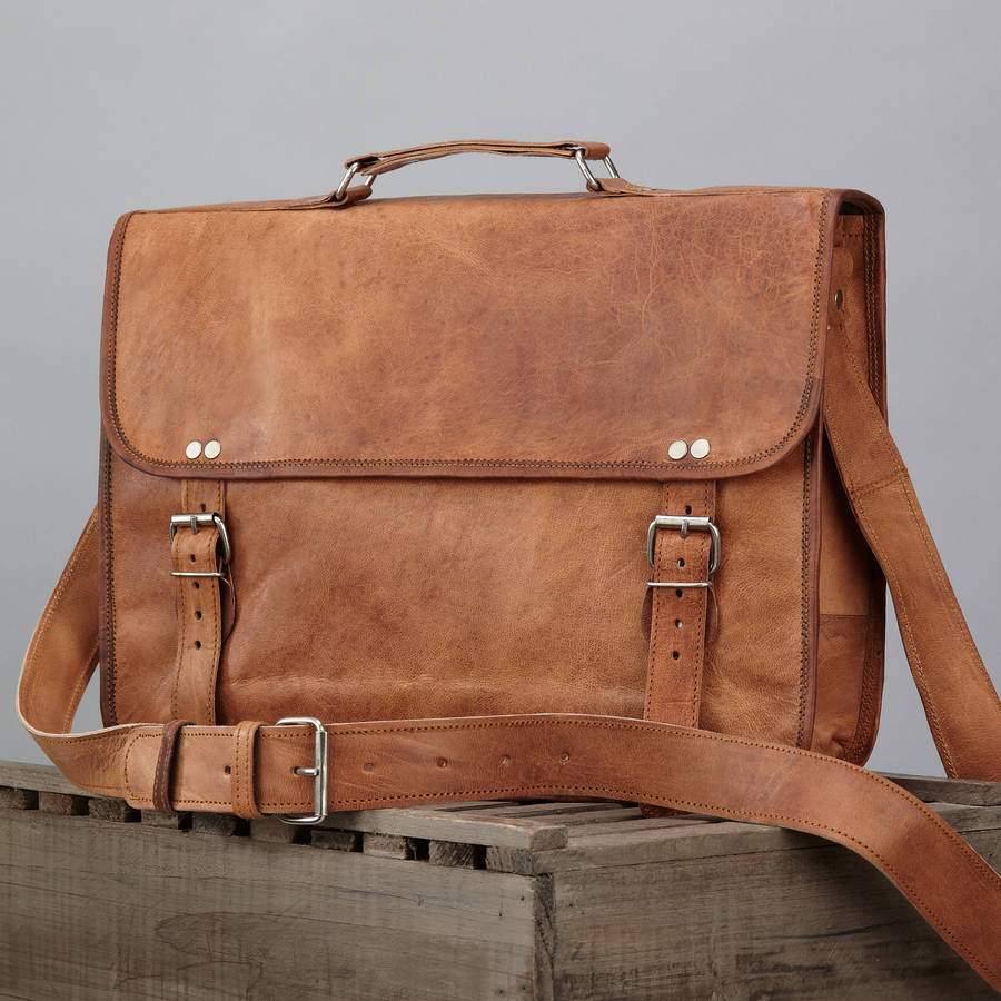 leather laptop bag with handle by vida vida | 0