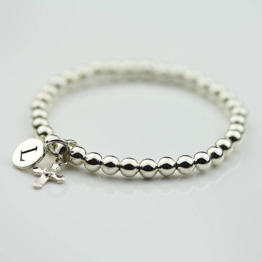 personalised childrens silver christening bracelet by nest