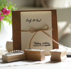 Diy Little Blue Box Inspired Rubber Stamp Wedding Invitations Personalised Wedding Invitation Rubber Stamp By The English