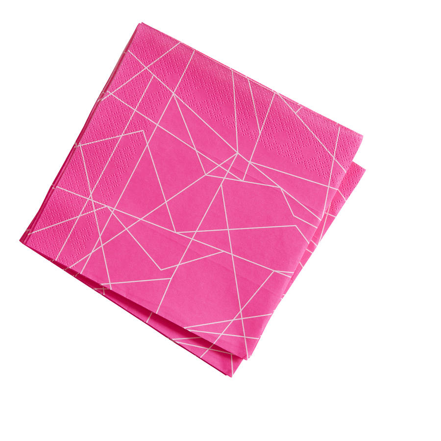 bright and bold neon pink geometric paper napkins by ginger ray