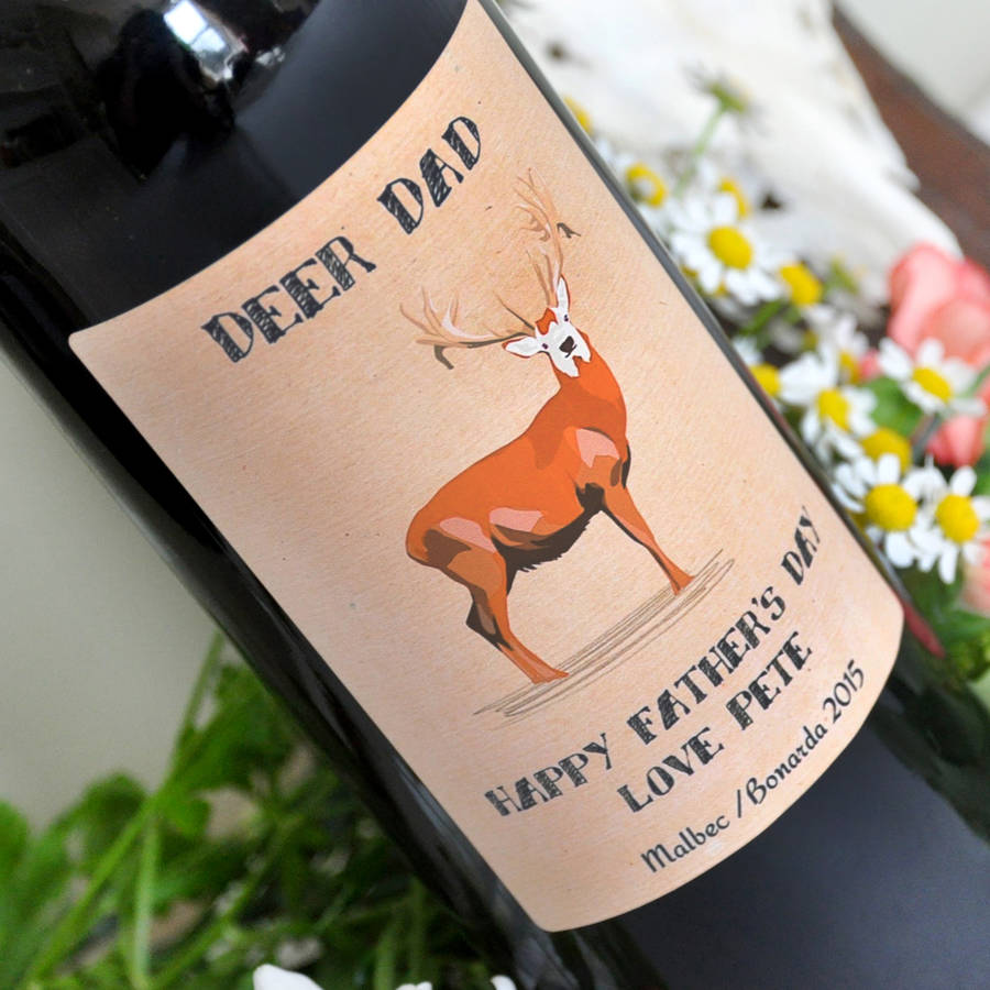 personalised malbec red wine with stag label by bottle bazaar