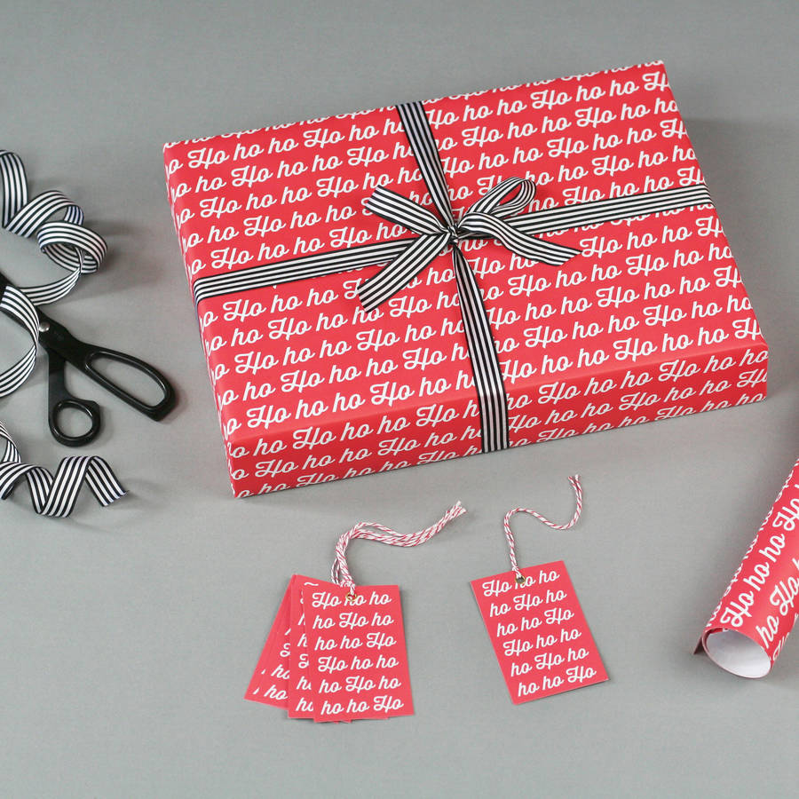 Ho Ho Ho Christmas Wrapping Paper By Nancy & Betty Studio 