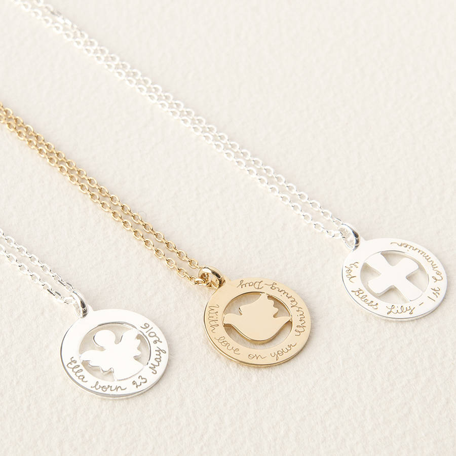 personalised christening medal by merci maman