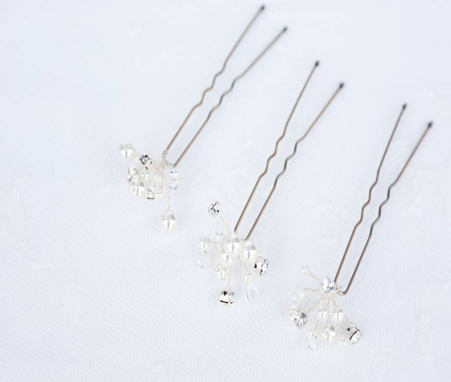 small crystal hair pins by lucie green couture