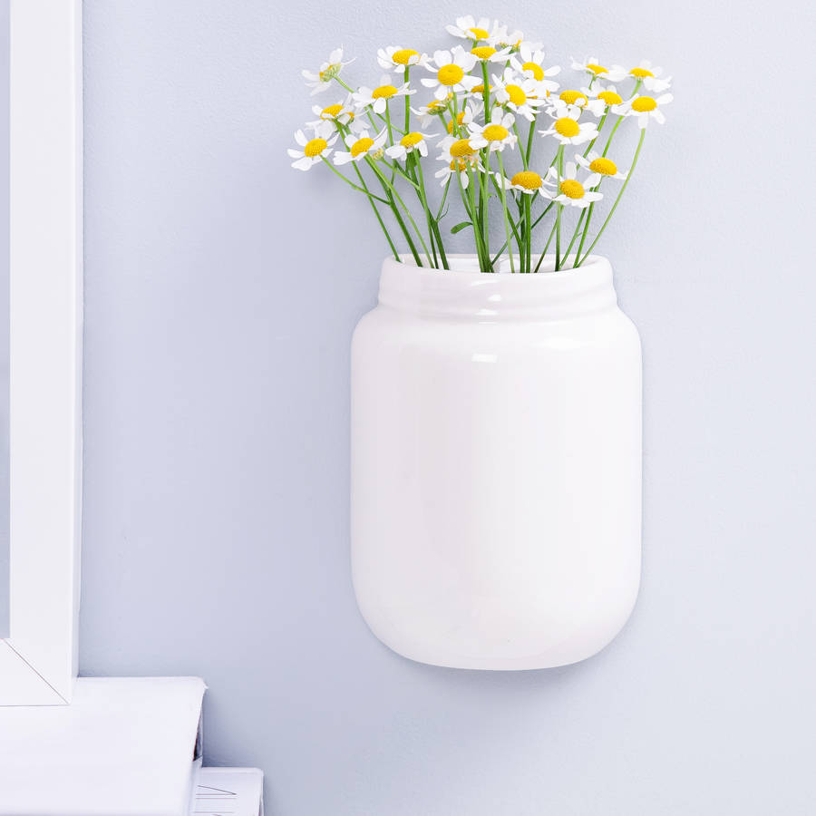 ceramic wall mounted jam jar planter by thelittleboysroom