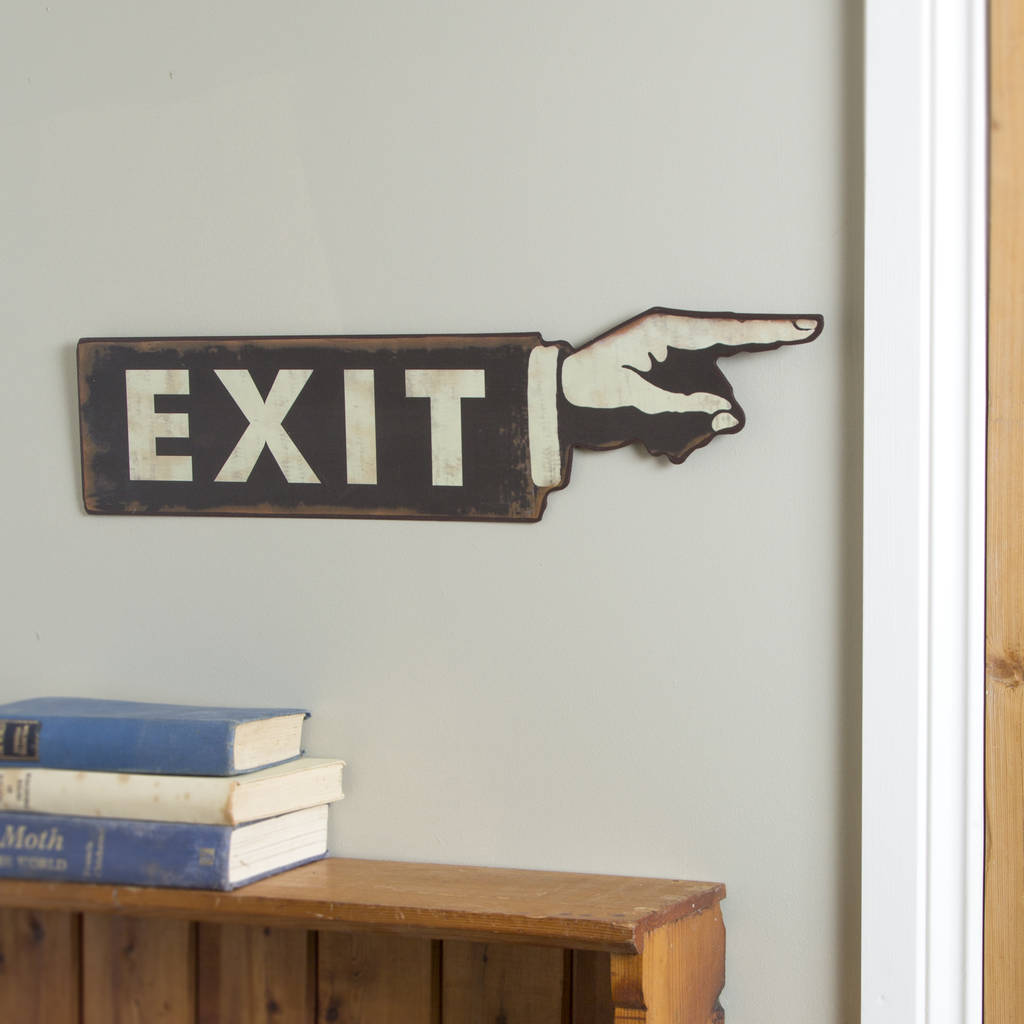 vintage style exit sign by the contemporary home
