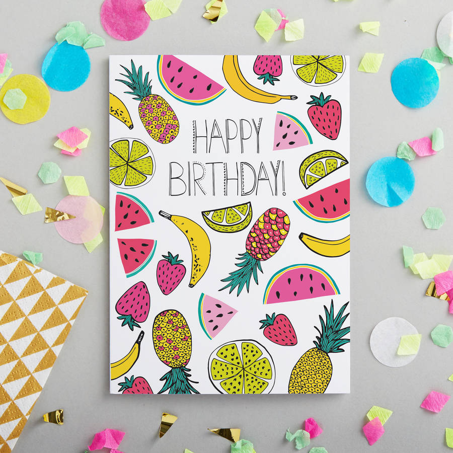 Sweet Birthday Card With Fruit And Sweets