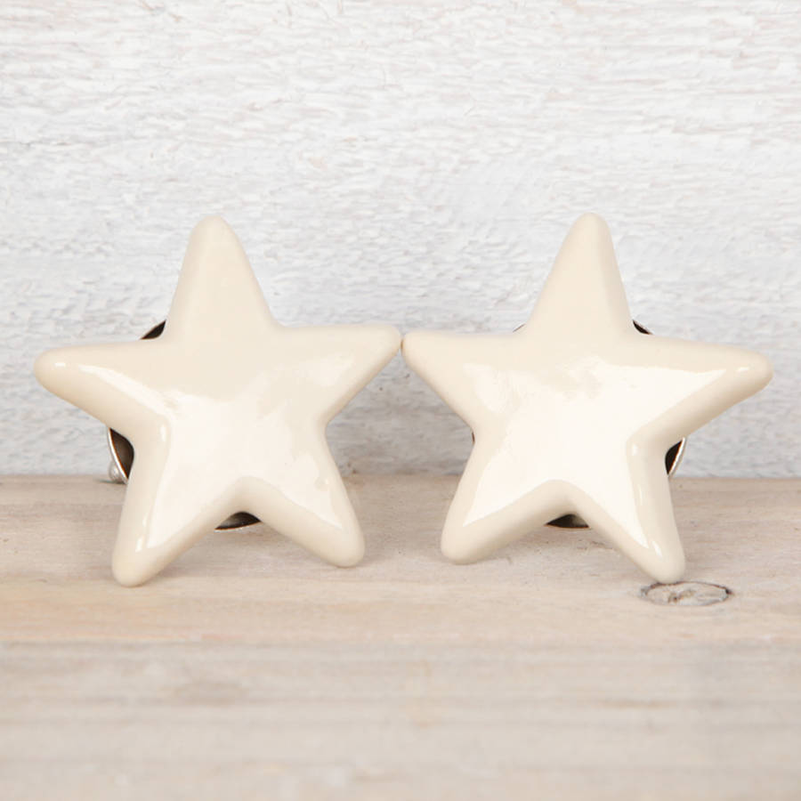 cream ceramic star drawer knob handles by red berry apple