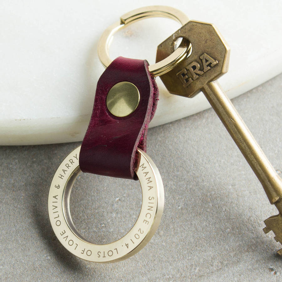 personalised luxury bronze leather keyring by create gift love