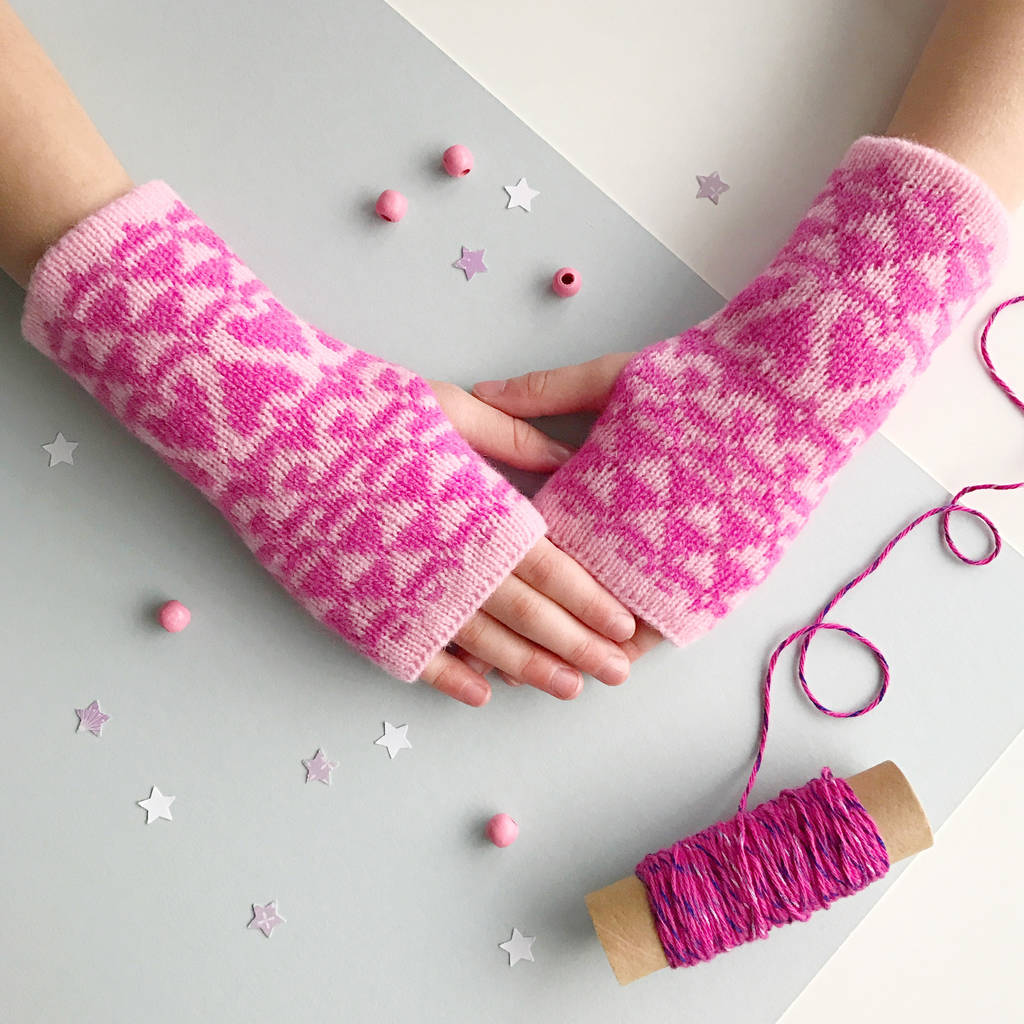 childrens knitted lambswool wrist warmers by little knitted stars