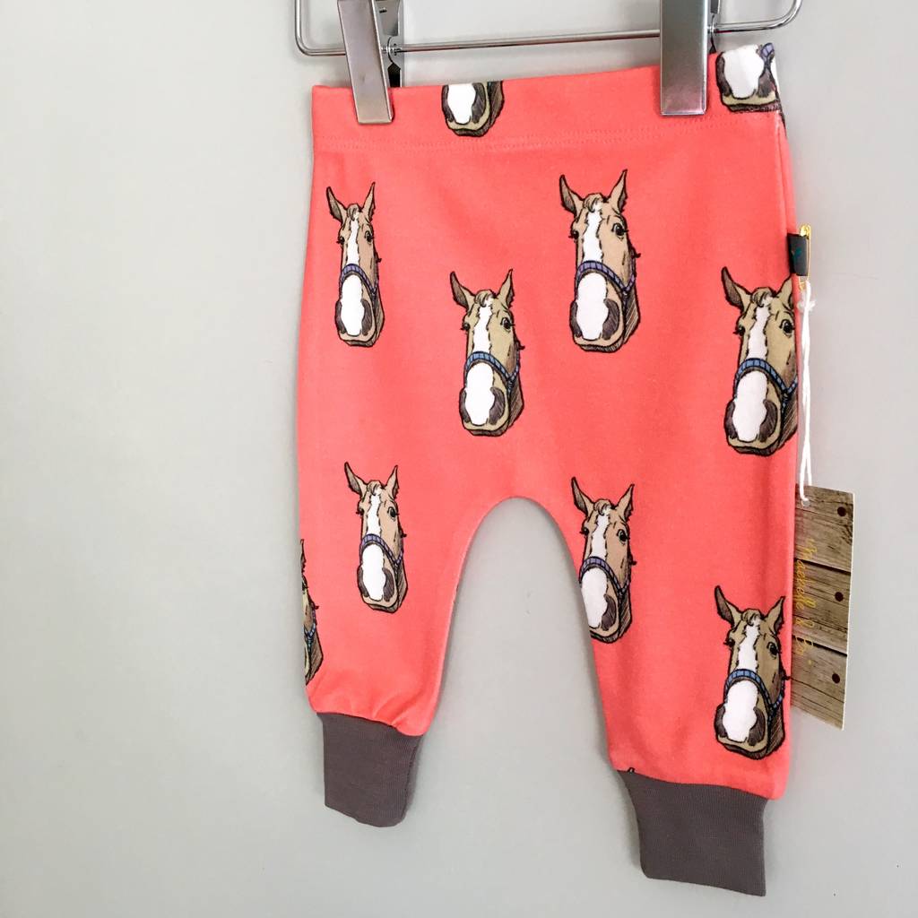 horse baby leggings, organic baby leggings by maebelle & bo