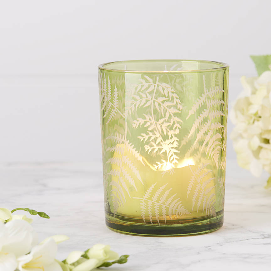 tropical green tea light holder by the contemporary home