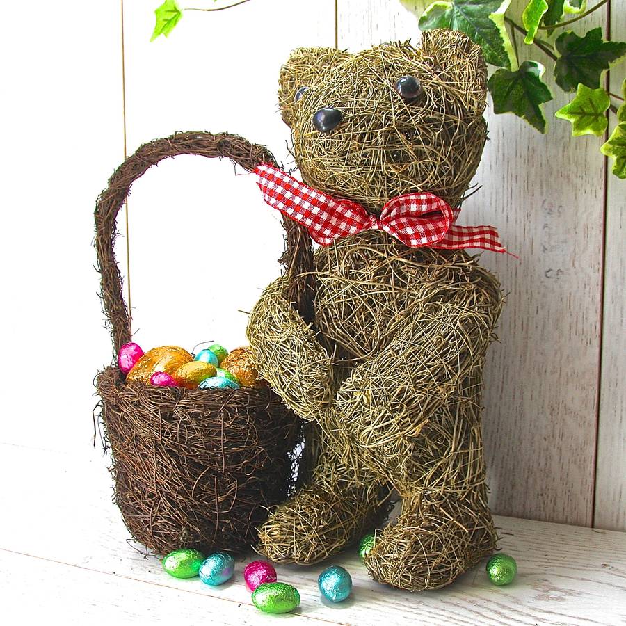 easter bear basket planter by london garden trading