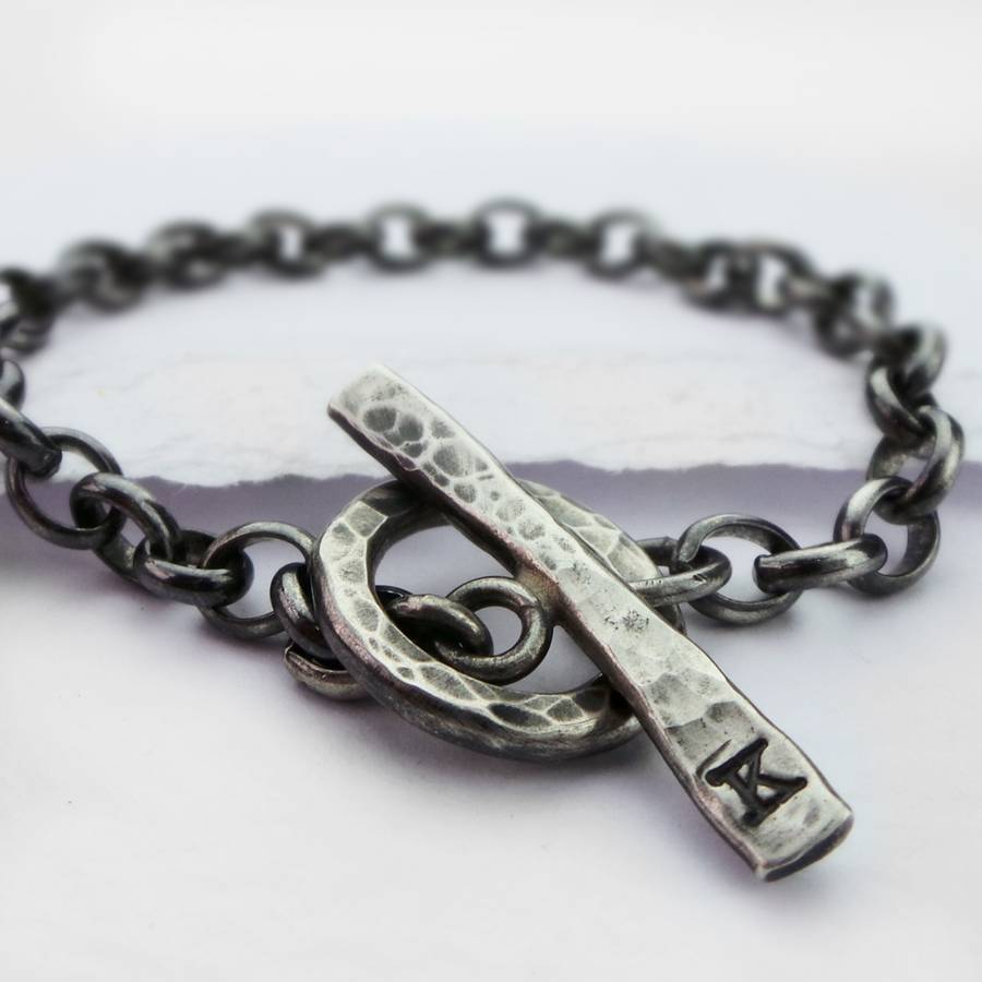 Oxidised bracelet with ring Clearance