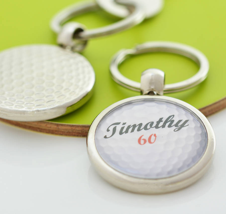 personalised golf ball keyring by me and my sport
