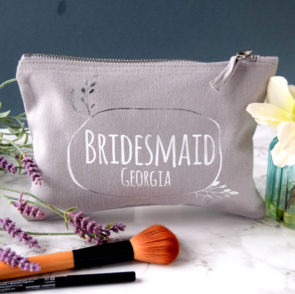 Personalised Bridesmaid Wreath Make Up Bag By The Alphabet Gift Shop