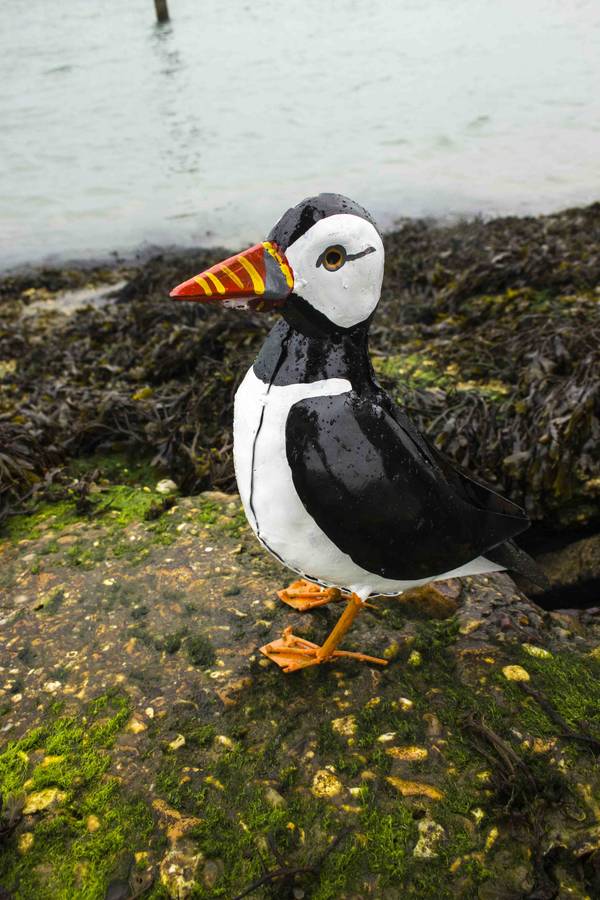 puffin handmade recycled metal garden ornament by chiafrica