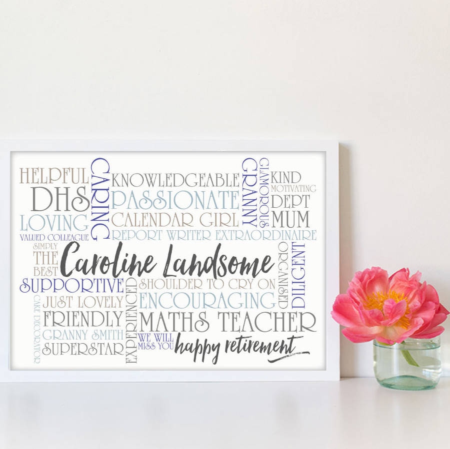 personalised retirement leaving gift print by more than words