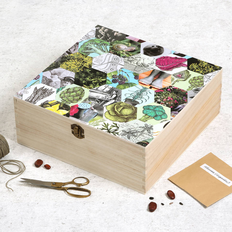 personalised gardeners' veg seed storage box by bombus