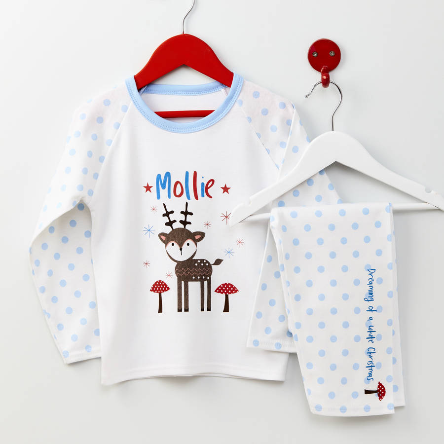 personalised christmas reindeer pyjamas by tilliemint | notonthehighstreet.com