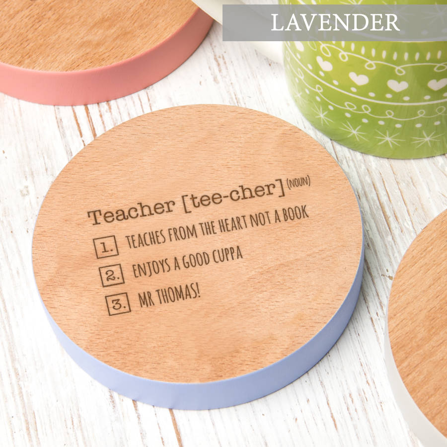 thank you teacher gift personalised drinks coaster by dust and things
