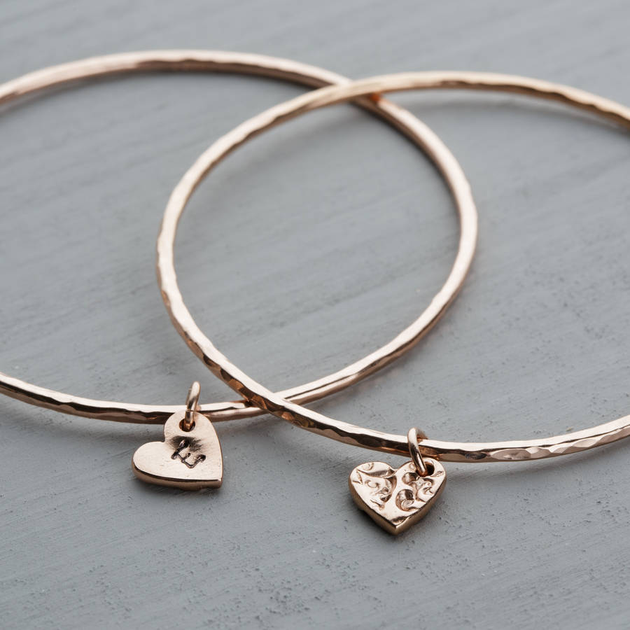 personalised rose gold vermeil bangle by jenny grace jewellery