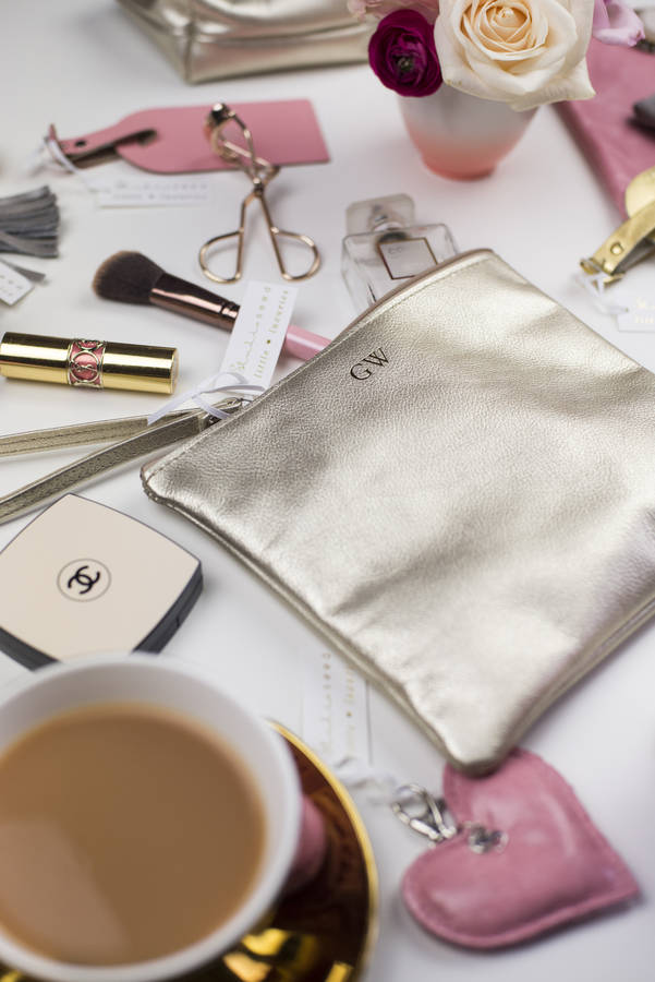 luxury personalised leather pouch by studio seed