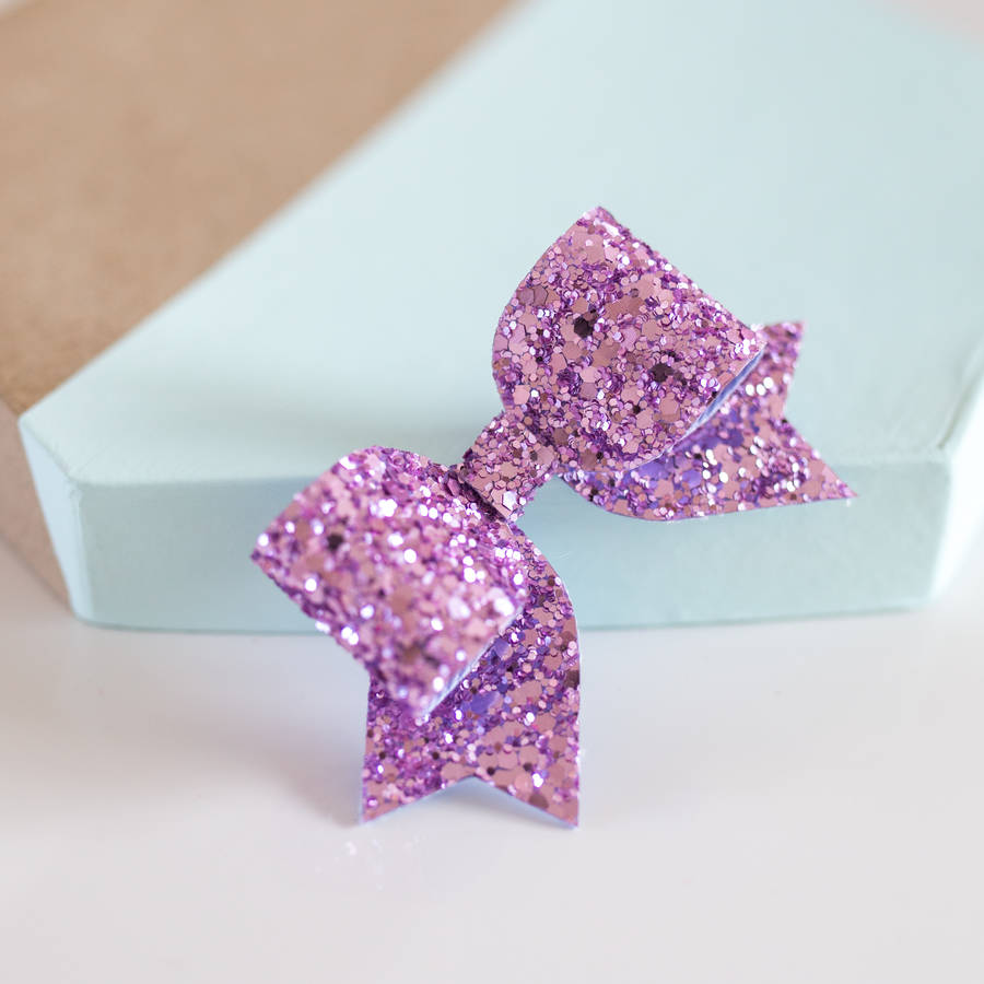 two medium glitter bows by lovely littles and co
