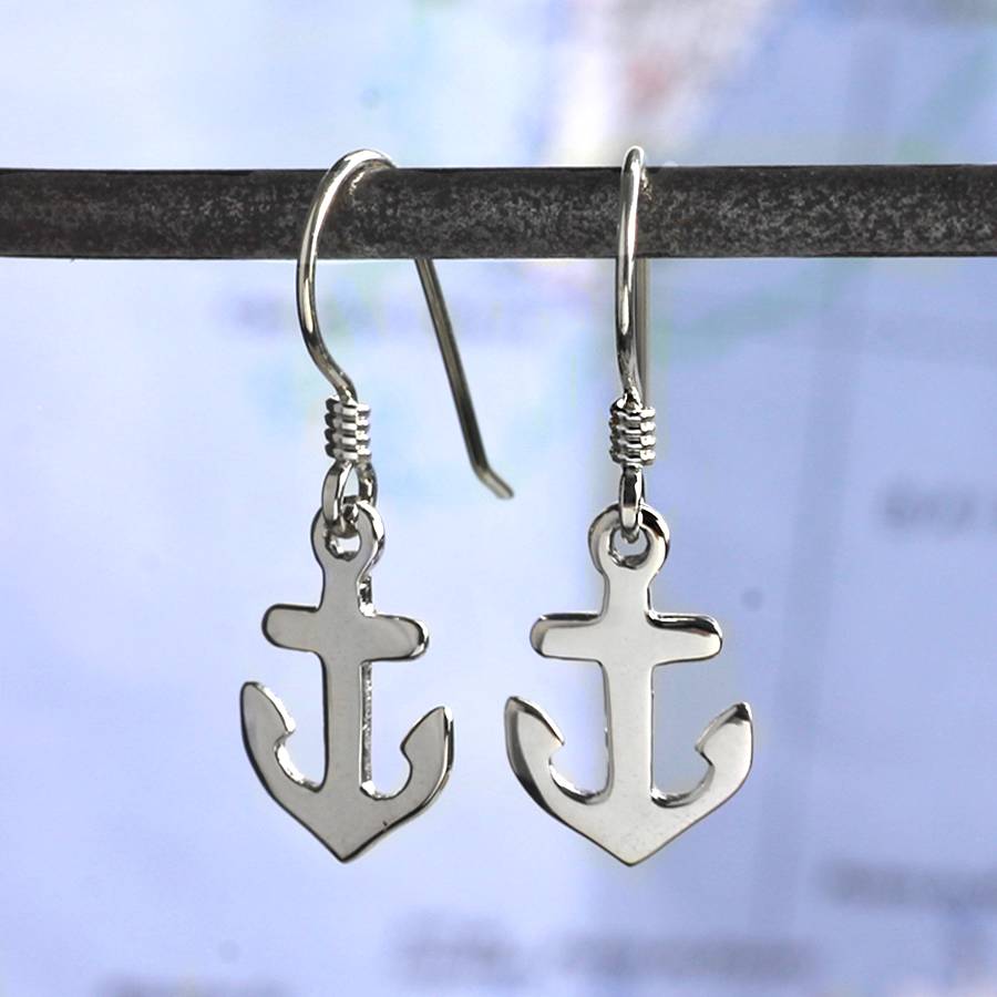 silver anchor earrings by hersey silversmiths