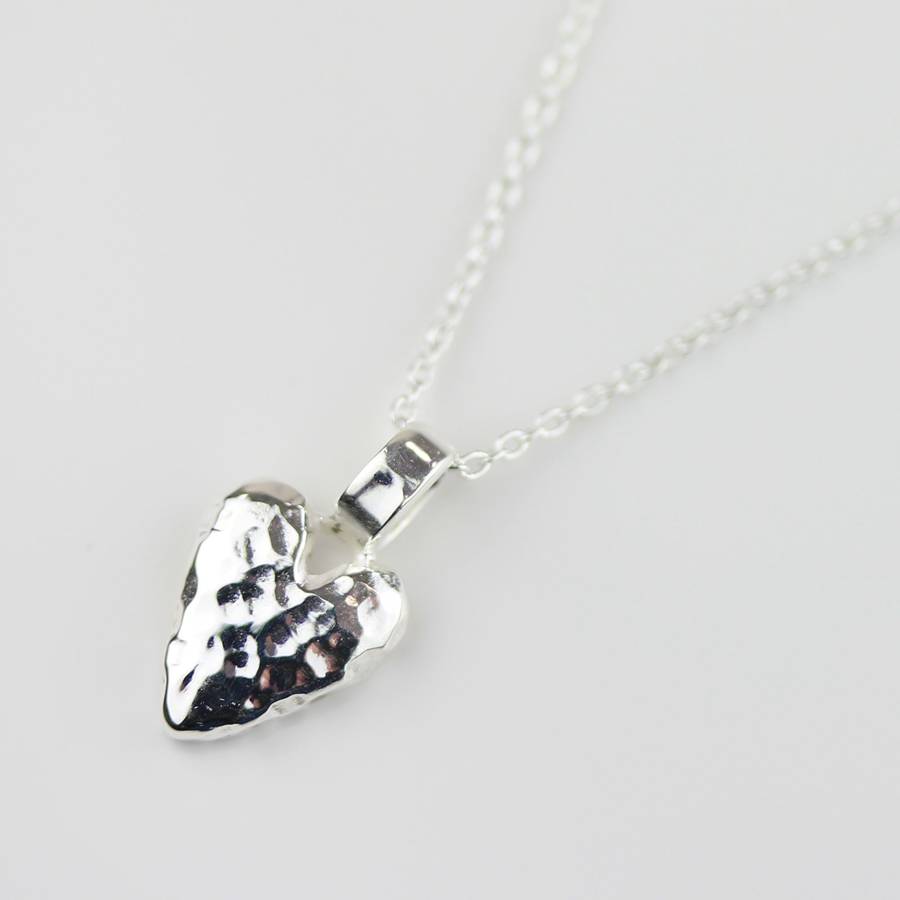 Silver Hammered Heart Necklace By Nest 1095