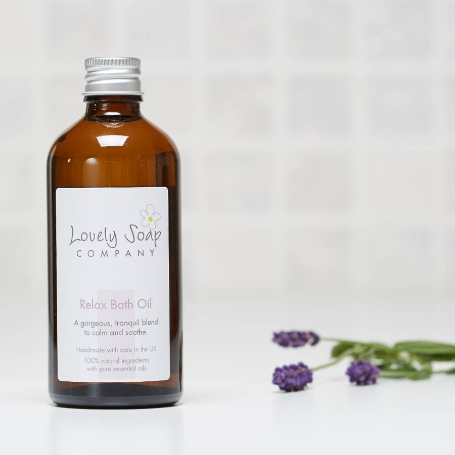 relax aromatherapy bath oil by lovely soap company