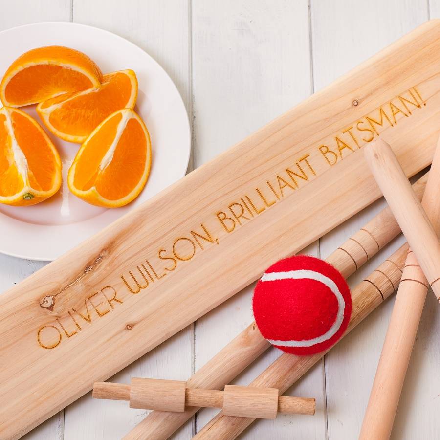 childrens personalised wooden cricket set by british and bespoke