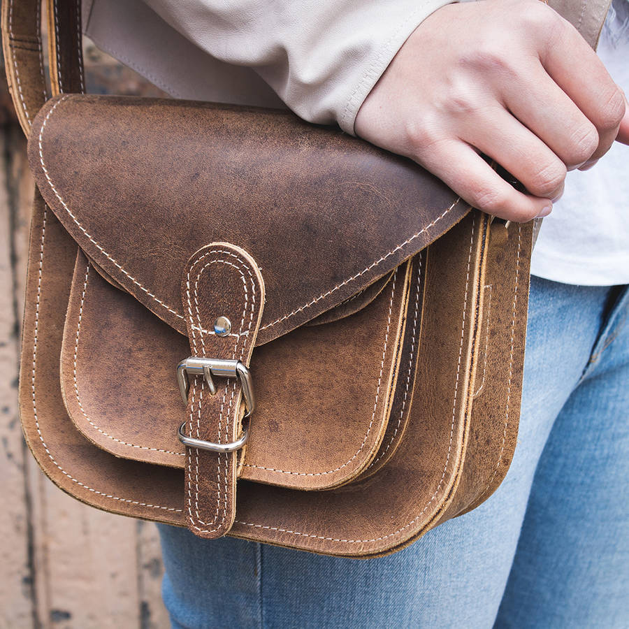 men's leather saddle bag