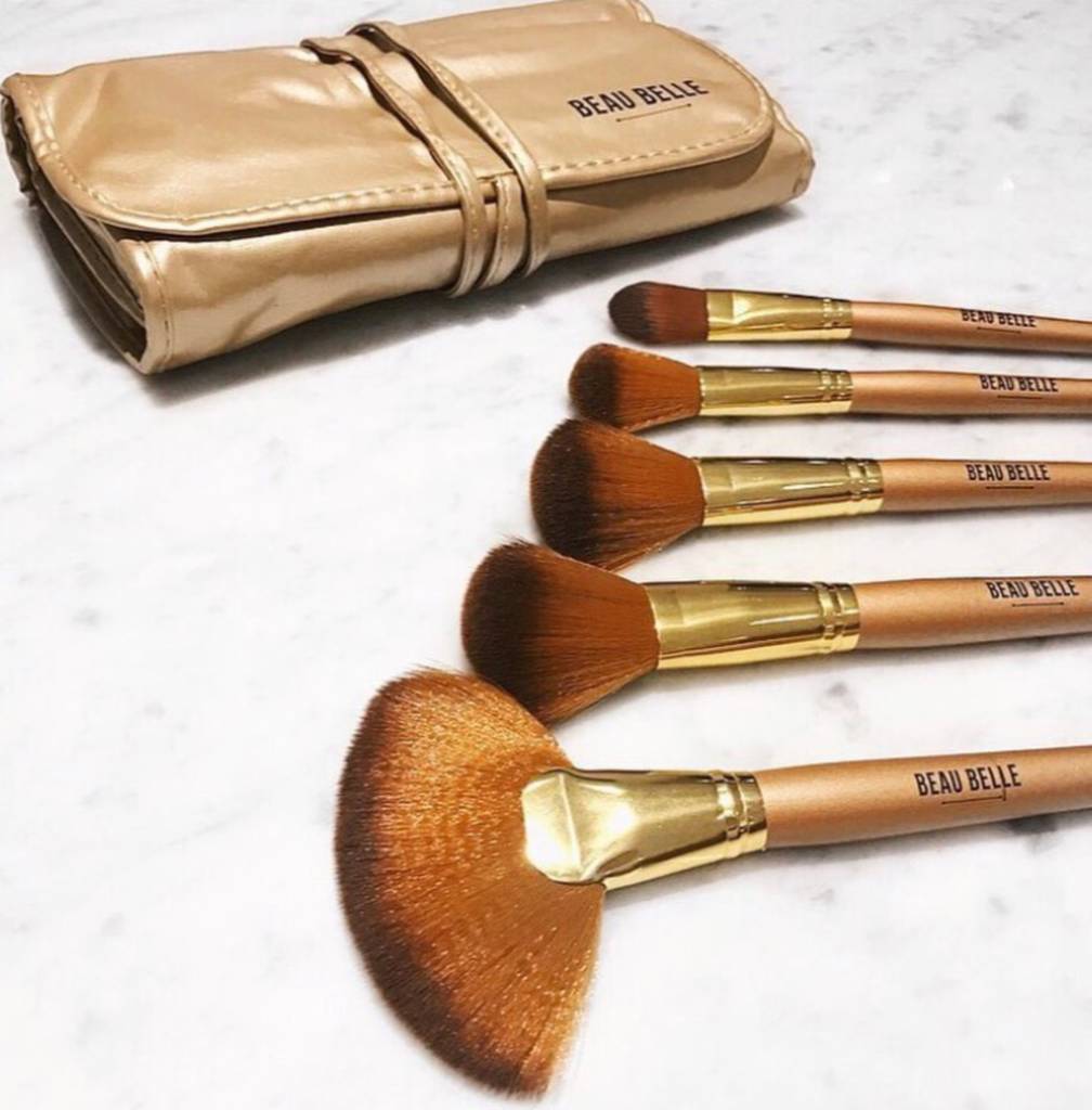 21pc gold makeup brush set by beau belle