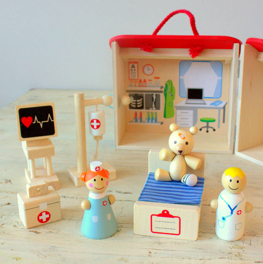 wooden hospital play set by little ella james