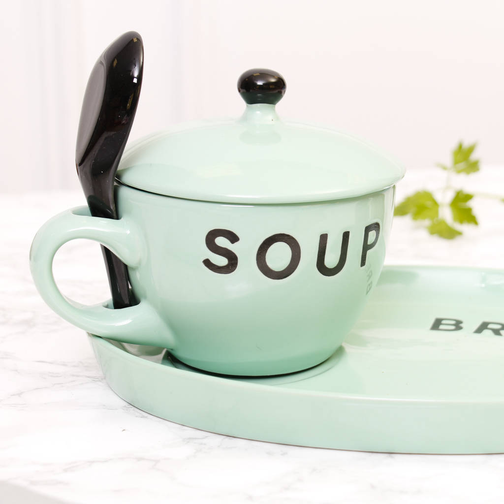 soup bowl, bread plate gift set by dibor