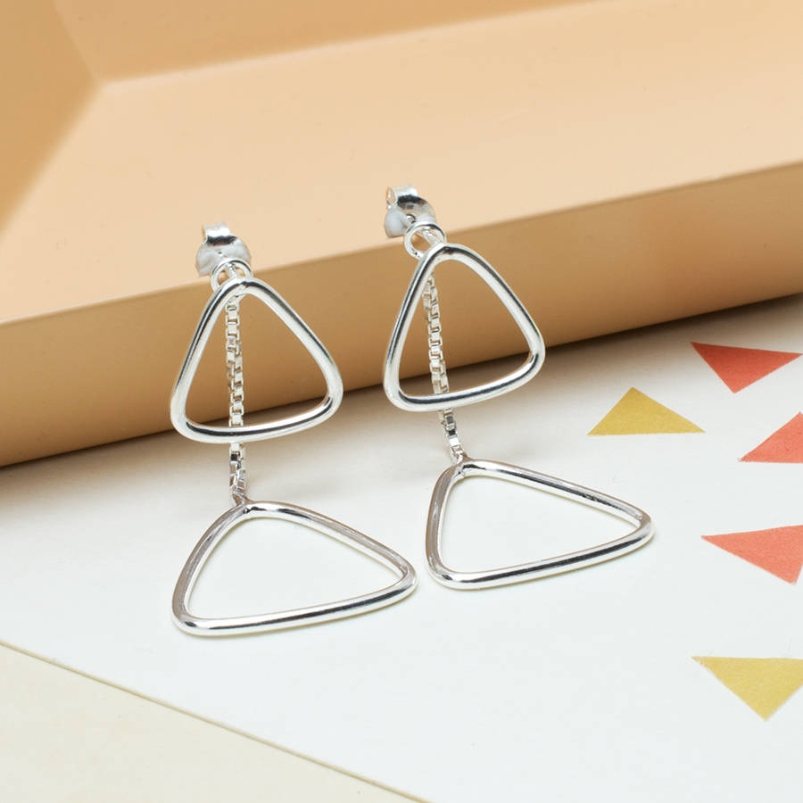 sterling silver triangles two way stud earrings by martha jackson