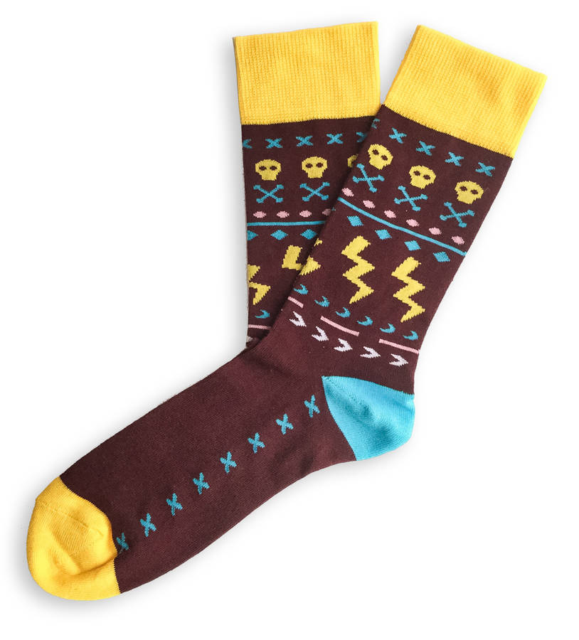 halloween men's skull print socks by moustard