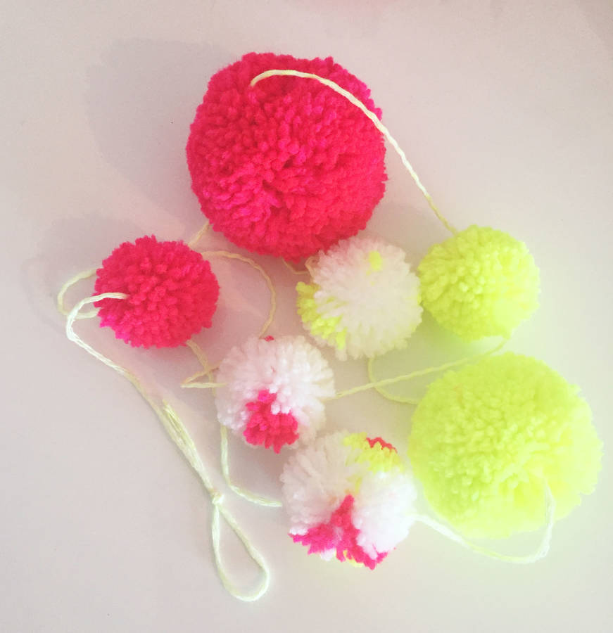 neon pom pom garland by neon pineapple