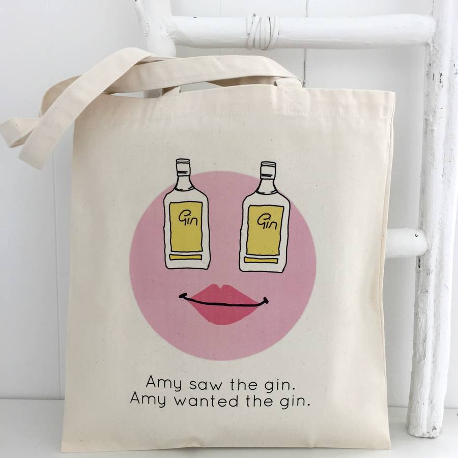 'saw the gin' personalised gin emoji bag by kelly connor designs