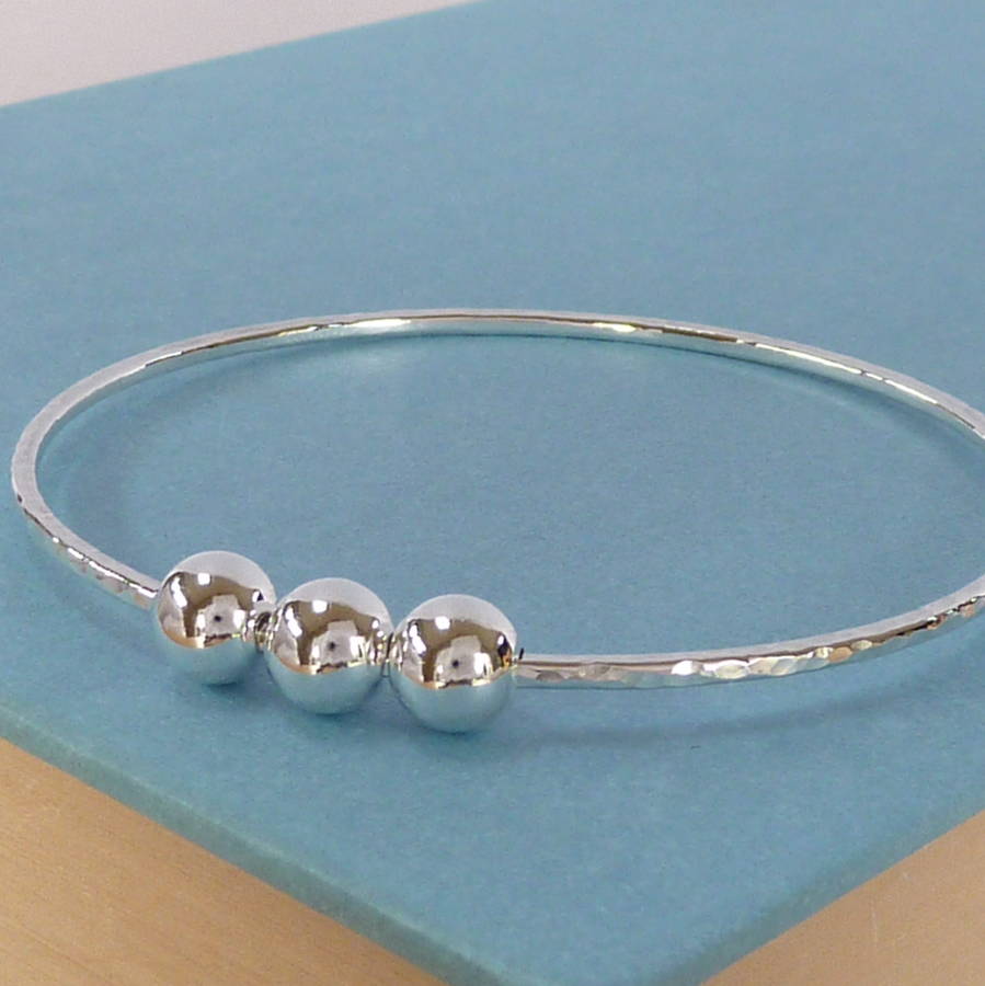 handmade three bead textured bangle by handmade by helle