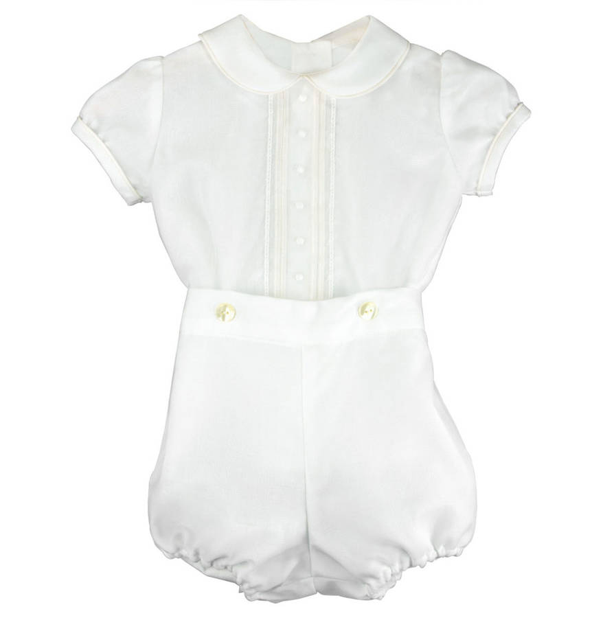 baby boy spanish designer christening romper by chateau de sable